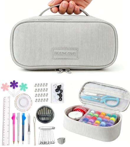 Xypower Sewing Kit with Storage Bag, Complete Sewing Accessories Set for Hand Sewing, Portable Sewing Tools for Home and Travel Gray