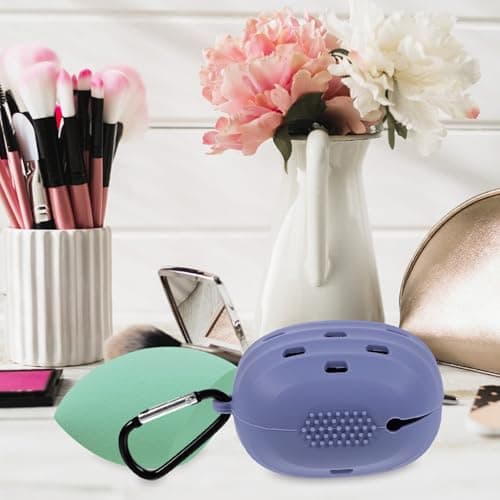 Silicone Makeup Puff Storage Case Portable Travel Holder Lavender — view 5