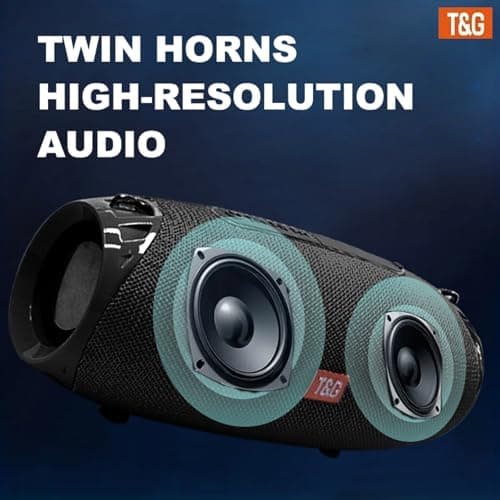 T&G Ourdoor Bluetooth Speaker,20W Loud Wireless Speaker with Shoulder Strap, FM Radio, TF/USB Support, IPX5 Waterproof,Large Boombox For Camping, Hiking, Party, Gift For Men — view 5