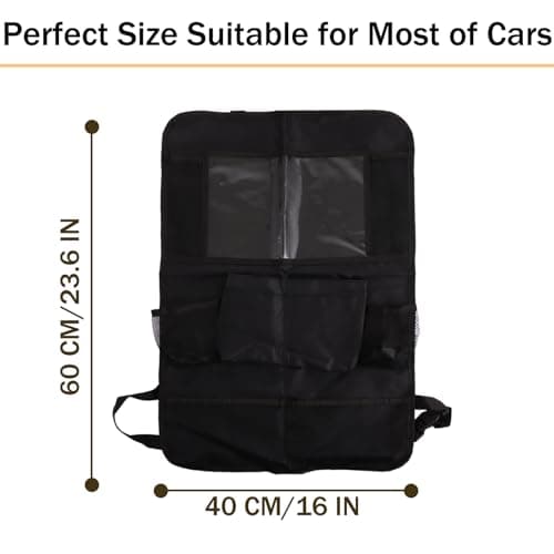 ASelected 2PCS Car Seat Organiser, Car Back Seat Organizer for Kids, Car Organiser Back Seat for up to 10 inch iPad, Kids Back Seat Organiser to Storage Toys, Books, Drinks - Black — view 2