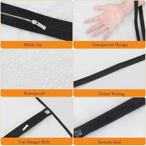 12 Pack Garment Bags, PEVA Translucent Clothes Covers, Suit Bag 40in — view 3