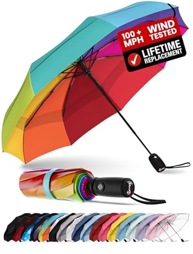 Repel Windproof Travel Umbrella - Compact & Withstands Winds up to 100MPH, Strongest Premium Auto Folding Umbrella for Rain and Sun - Durable, Light & Portable for Women & Men, Fits Backpack & Cars