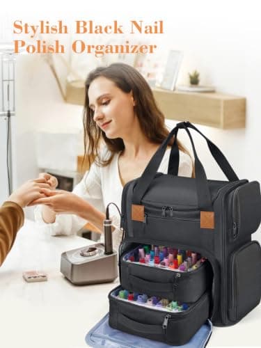 Yokilly Nail Polish Storage Organiser Bag Holds 84 Bottles Polish & Lamp — view 6