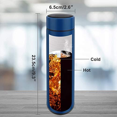 QiCheng&LYS 500ML Travel Mug, Flask with Temperature Display Vacuum Cup with Flask 304 Stainless Steel,Insulation Cup, Double Walled Vacuum for Heat and Cold Water (Blue) — view 5