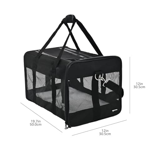 Amazon Basics Dog and Cat Carrier, Soft Sided Pet Travel Carrier for Cat and Dog, Black, Large, 50 cm L x 30.4 cm W x 30.4 cm H — view 5