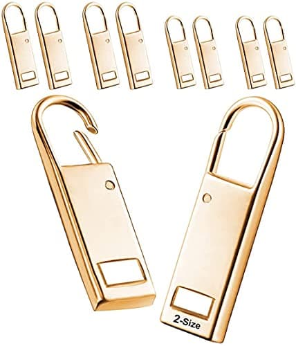 Metal Zipper Handle Replacement for Shoes, Luggage, Suitcase, Bag, Jacket - 8PCS Repair Tabs (Gold)