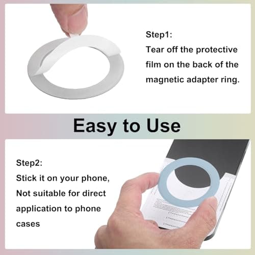 sourcing map Magnetic Sticker Ring, 3 Pcs Universal Magnetic Adapter Ring Leather Magnet Wireless Charging Conversion Kit for Mobile Phone Case Wireless Charger, Black/Orange/Blue — view 3