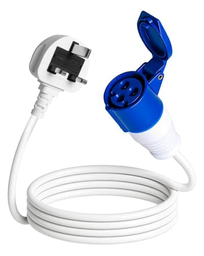 Connextion 16Amp to 13Amp Adapter, Camping Electric Hook Up Cable, 3 Pin UK Electric Hookup Adapter 220~250V for Caravan Campervan Motorhome Mains to UK Plug