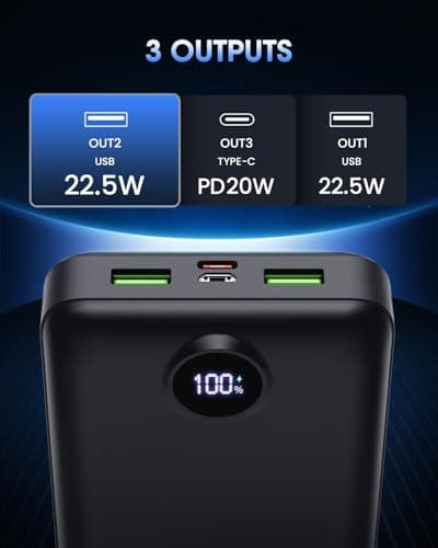 PDBEST Power Bank 50000mAh 22.5W Fast Charge 3-in-1 Cable Semi-Solid — view 3