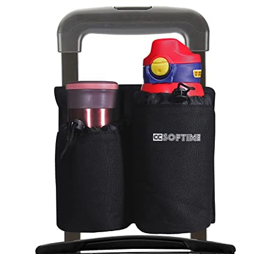 CCSOFTIME Suitcase Travel Cup Holder,Free Hands Luggage Cup Holder,Drink Beverage Caddy Attchment for Water Bottle Coffee Mugs for Flight Attendant Traveler-Black — view 4