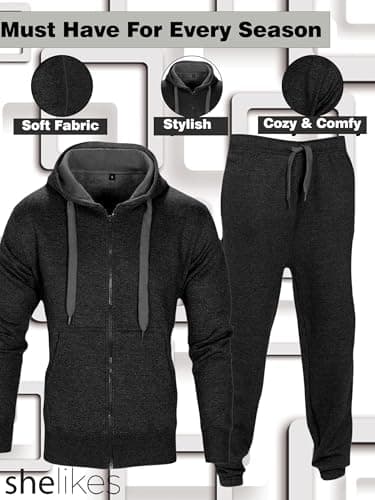shelikes Mens Track Suit Set Camouflage Fleece Army Hooded Hood Top Joggers Bottom Tracksuit Sweatsuit Jogging Joggers Set — view 4
