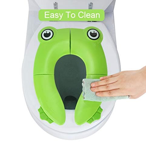 PandaEar Toilet Seat Cover | Folding Travel Toilet Seat for Children and Potty Training with Non-Slip Silicone Pads | Recyclable Toilet Seat (Green) — view 4