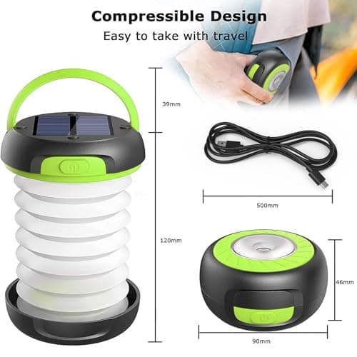 GlobaLink Rechargeable Camping Lantern, Solar Powered Camping Light，Green — view 2