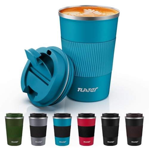 Tlater Thermal Mug 380ml with Leakproof Lids - Travel Stainless Steel Double Wall Vacuum Cup for Hot and Cold Drinks, Coffee and Tea