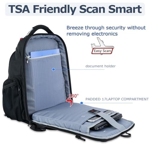 VANKEAN Travel Laptop Backpack 17.3Inch Computer Backpack Men Business Work — view 4