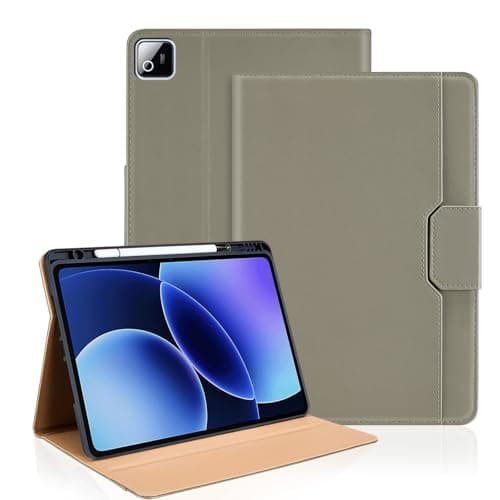 Cicili Case for Xiaomi Pad 8 / Pad 8 Pro 2025 11.2 Inch/Xiaomi Pad 7/Pad 7 Pro 2024 Premium PU Leather Folio Cover with Pen Holder Protective Cover with Stand and Hand Strap, Auto Wake/Sleep, Khaki