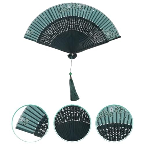 Vaguelly Bamboo Folding Fan Handheld with Tassel for Summer Travel — view 3