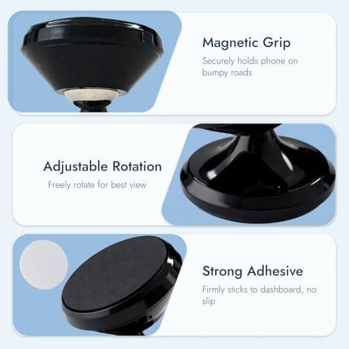 CanQuanSWZX 2PCS Car Phone Holder 360° Rotatable Magnetic Car Phone Holder for Dashboard, Strong Adhesive Mount with Metal Plate, Cars Hands-Free Use, Universal Vent Alternative — view 3