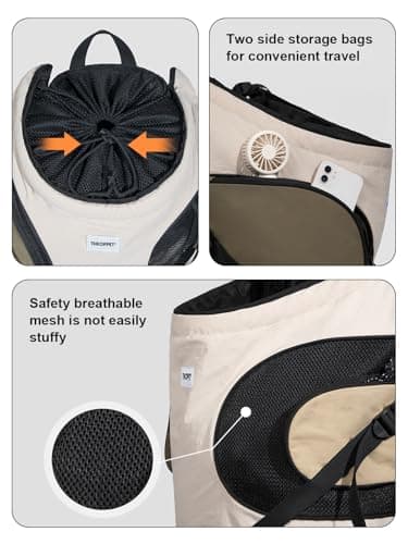 Dog Carrier Backpack, Dog Carrier Bag for Small Medium Dogs and Cats, Dog Backpack up to 18.7 lbs, Breathable and Comfortable Pet, Portable Travel Bag for Hiking Travel Outdoors, Beige — view 6
