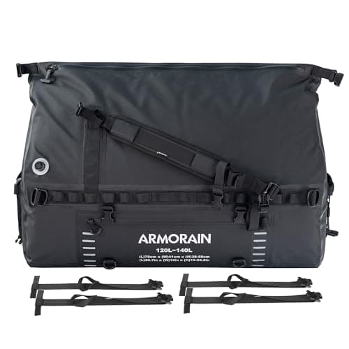 ARMORAIN Waterproof Travel Bag 120-140 L, Motorcycle Bag, Waterproof Motorcycle Tail Bag, Expedition Bag with Carry Strap, Roof Bag, Car for Motorcycle, Car, Camping, Boating, Kayaking