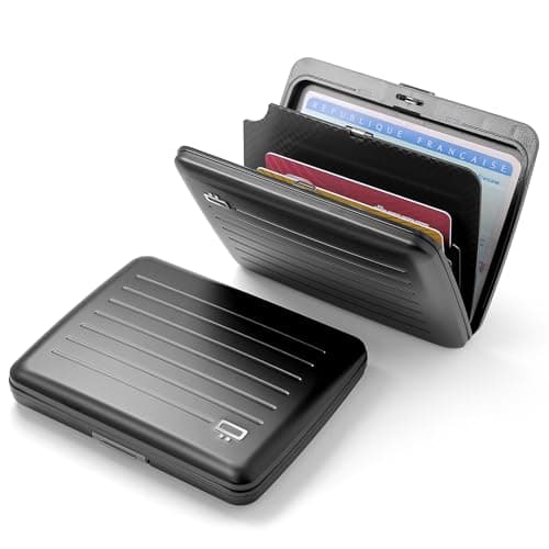 ÖGON -DESIGNS- Aluminum Wallet, Large Capacity with Metal Lock, RFID Protection Against Fraud and demagnetization, Smart Case Oslo Large Model (Aluminium Black) — view 2