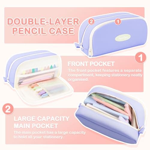 YIBONIKA 44 PCS Aesthetic School Supplies with Pen Case, 6 Colour Pens, 12 Pastel Highlighters, 5 Black Pens, Bookmarks, Essentials Stationery Set for Students Back to School Supplies (Blue) — view 2