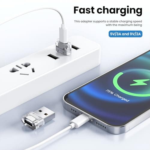 MOSWAG USB to USB C Adapter 10Packs, USB A to USB C Adapter Male to Female for iPhone 17/16/Pro/Plus, iPad, Samsung S26/S25, Apple Watch Ultra, Car, Laptop Charger, Quest – 480Mbps, Transparent Shell — view 2