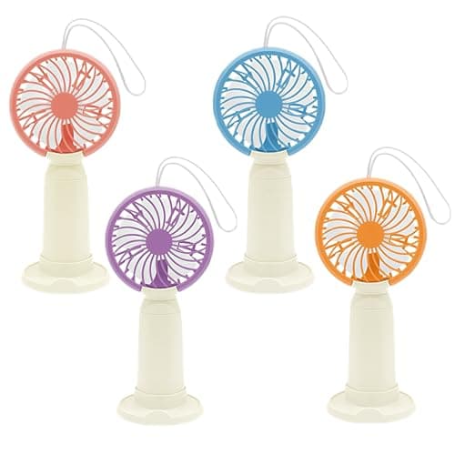 dididudi 4Pcs Desk Fan,Small and Powerful Handheld Fan Battery Operated with Lanyard & Detachable Base,Cooling Small Personal handheld fans for Travel Makeup Beach Camping Summer Gift