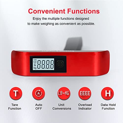 travel inspira Luggage Scale, Portable Suitcase, Weighing Scales (Red) — view 2