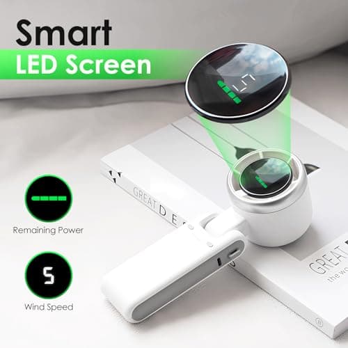 Portable Handheld Mini Turbo Fan, USB Rechargeable Travel Neck Fan with 5 Speeds, 3600mAh Battery & 15000RPM Speed, Up to 12 Working Hours, 3 IN 1 Foldable Personal Cooling Fan for Travel/Home/Office — view 5