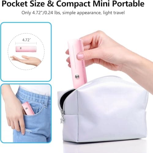 yAyusi Extendable Mini Selfie Stick for iPhone, Pocket Size Portable Selfie Stick with Remote, Compact Phone Selfie Sticks with Phone Holder for Content Creation/Vlog/Video Record/Live Stream (Pink) — view 2
