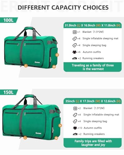 Gonex Foldable Travel Duffle Bag, 60L Lightweight with Shoe Compartment — view 5