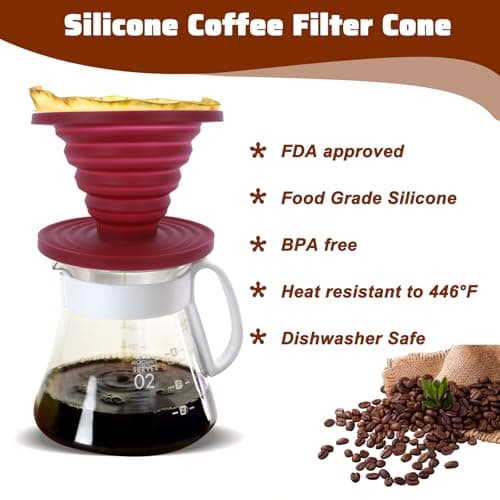 Larrel Pour Over Coffee Maker Portable Coffee Maker Foldable Reusable Pour Over Coffees Dripper Travel Camping Coffees Makers Manual Silicone Filter for Backpacking Camping Hiking Home Office — view 3