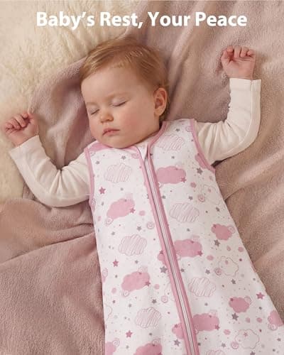 FIEMOL Baby Sleeping Bag 12-18 Months 0.5 Tog Baby Wearable Blankets Cotton, 3 Pack Summer Breathable Sleep Sack for Newborn Infant 76-89cm Pink Rainbow — view 6