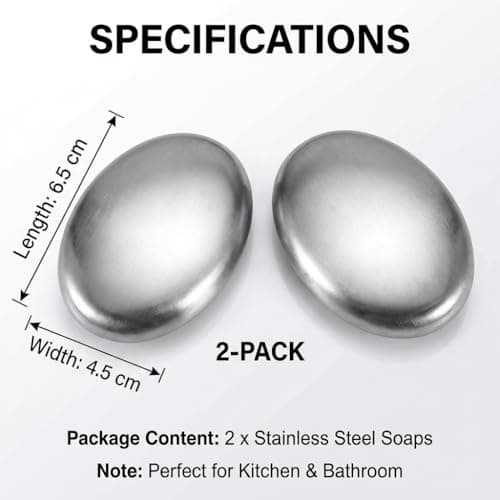 LUCTHY Stainless Steel Soap Bar, 2 Pack Metal Odour Remover, Silver — view 2