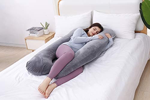 AS AWESLING Pregnancy Pillow, U Shaped Full Body Pillow, Nursing, Support and Maternity Pillow for Pregnant Women with Removable Velvet Cover (Grey) — view 4