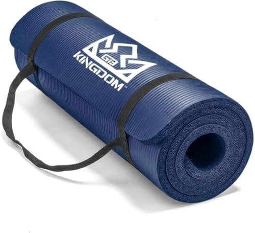 Kingdom Fitness 15mm 20mm Extra Thick Yoga Mat Set | NBR Non-Slip Exercise Mat, Carry Bag, Strap & Resistance Band (Navy, 20mm) — view 2
