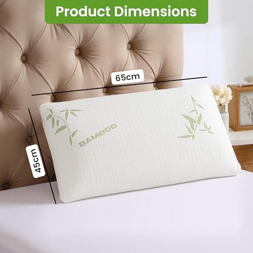 Aspect Pack of 2 Bamboo Bed Memory Foam Pillow For Sleeping Neck and Head Support Anti Allergy Orthopedic Pillows Deep Sleep Neck Pillow Superior Comfort Antibacterial Pillow for Side & Back Sleepers — view 2