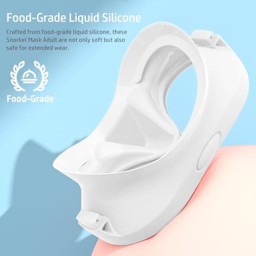 HINATAA Snorkel Set Adults, Fashionable Macaron Colors Frameless Snorkeling Mask, Ultra Wide View Anti-Fog Snorkel Mask Set, Portable Professional Diving Snorkeling Set (White) — view 2