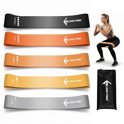 Lockie Fitness Resistance Bands Set of 5, Latex Loop Bands, Squats & Glutes