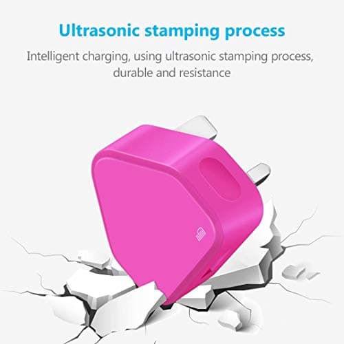 USB Compact Universal UK Mains Charger 1000 mAh CE Approved Adapter Cable Compatible with Mobile Phones iPhone 5 6 7 8 X iPod/Samsung Galaxy S2 S5 S6 S7 S8 S9/Smart phones/Media devices (Hot Pink) — view 4