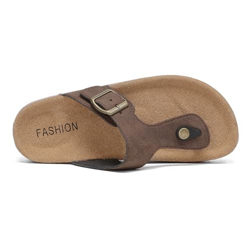 Foinledr Cork Footbed Sandals for Women & Men, Adjustable Buckle Flip Flops — view 4