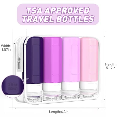 Redfly 4 Pack Silicone Travel Bottles for Toiletries, Purple, 100ml — view 5
