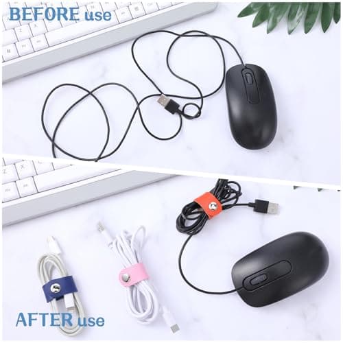 Tyqour 12pcs Leather Cable Straps Cable Organizer Travel Small Cable Ties Reusable Phone Cord Ties Wire Organiser Charging Cord Power Cord Headphone Organizer for Charging Cords — view 3