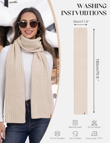 Vijamiy Winter Scarf Lightweight Long Knitted Scarves for Women Men — view 4