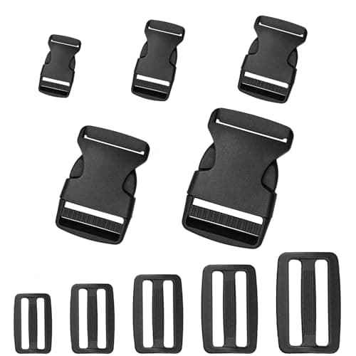 zeyedemo 20 Sets Plastic Side Release Buckles 15mm/20mm/25mm/32mm /38mm Heavy Duty Buckle Clips Snaps Backpack Belt Tri-Glide Slides Replacement Buckles for Luggage Fastening Strap Pet Collar