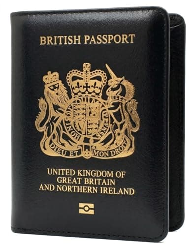 MOIRENTO RFID Blocking UK Passport Cover Wallet Holder, PU Leather, Black