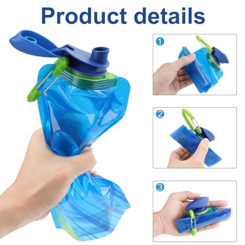 Yonfas 4-Pack Collapsible Water Bottles for Outdoor Activities, Lightweight & Leak-Proof, Ideal for Hiking, Camping, and Travel — view 3