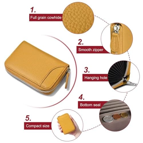 GADIEMKENSD Credit Card Holder RFID Sleeves Wallets Thin Carteras para Mujer Boho Tarjeteros De Mujer Mini Purse for Travel Card Cases & Money Organizers Cash Envelope Wallet for Womens Gift Yellow — view 6
