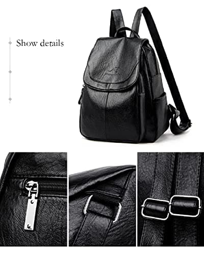 HQQN Women Backpacks Designer Soft Leather Fashion Back Bag Female Travel Bags Backbags,Gold — view 5